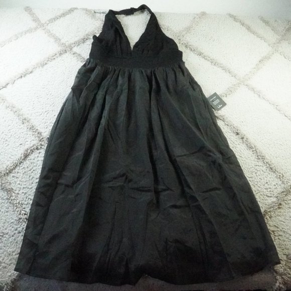 Lulus Delightful Drama Black Textured Halter Backless Midi Dress Womens XL - Picture 5 of 16